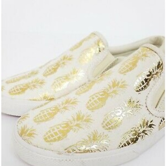 Bucket feet pineappleaid white and gold slip on’s - Picture 3 of 10